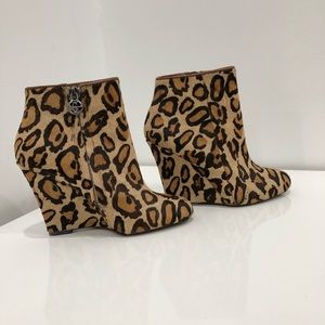 Sam Edelman leopard pony hair wedge booties
